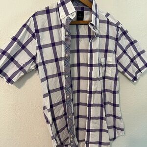 Tailorbyrd Purple and White Plaid Shirt
